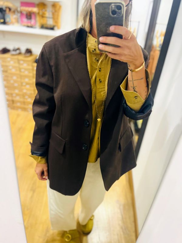Veste Blazer marron NINETTE moderne et polyvalent